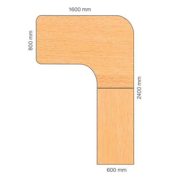  Skrivbord Viva Select höj- och sänkbart 1600/800mm med svängd skiva