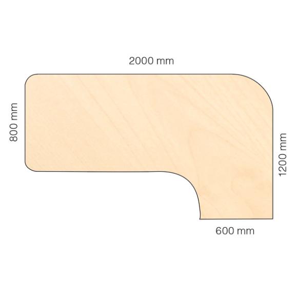  Skrivbord Viva Select 2000/800mm höj- och sänkbart med svängd skiva