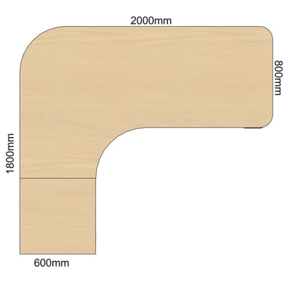  Skrivbord Viva Select 2000/800mm höj- och sänkbart med svängd skiva