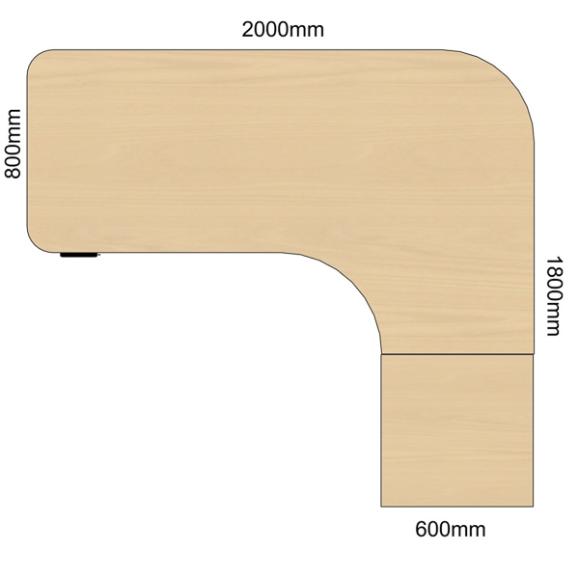  Skrivbord Viva Select 2000/800mm höj- och sänkbart med svängd skiva