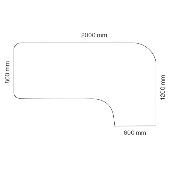  Skrivbord Viva T-staiv fast höjd, med svängd skiva