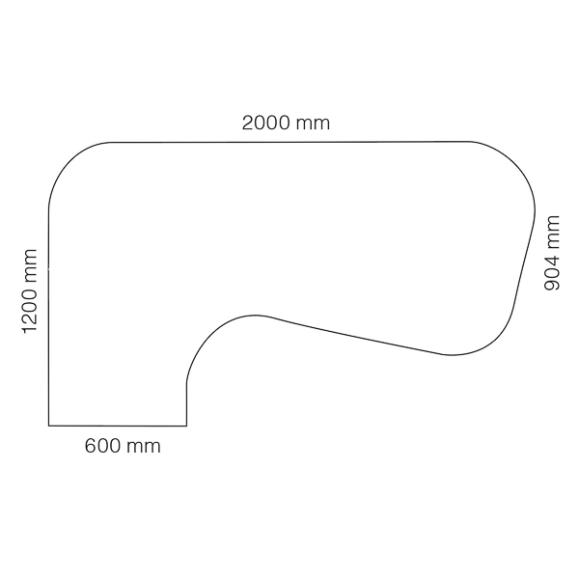  Skrivbord Viva T-staiv fast höjd, med svängd skiva