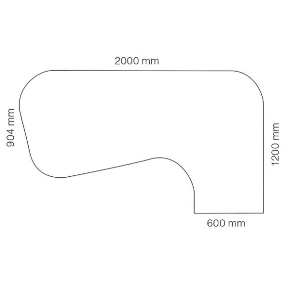  Skrivbord Viva T-staiv fast höjd, med svängd skiva
