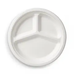  Tallrik 3-fack bagasse 26cm vit 50-pack