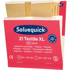  Pl&aring;ster av textil Extra stora, inneh&aring;ller 14st 80x30mm och 7st 80x60mm