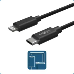  USB-kabel typ C - Lightning svart