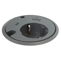  Bordsgenomförning Powerdot 79mm med eluttag, USB, USB-C, 2st kabelhål svart