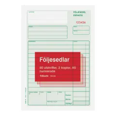  Följesedelsset 2/3 A4 3x50ex självkopierande numrerade