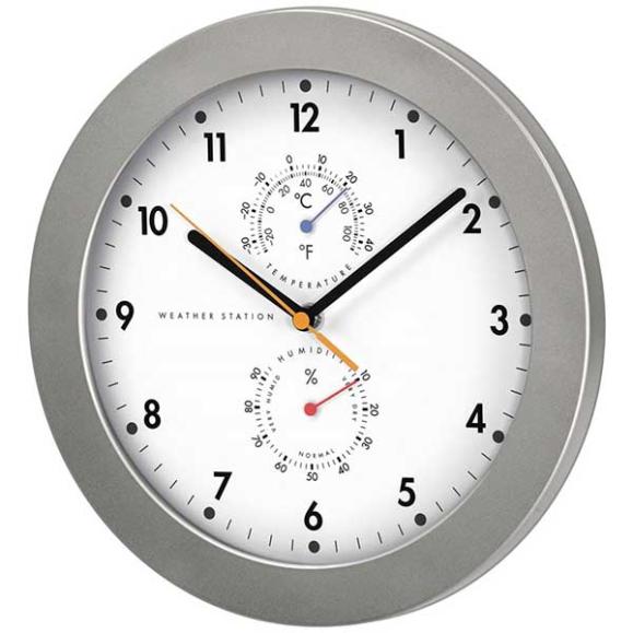  Väggklocka diameter 30cm radiostyrd med termo-/hygrometer