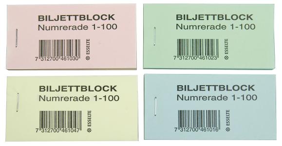  Biljettblock numrerade 1-100 grön