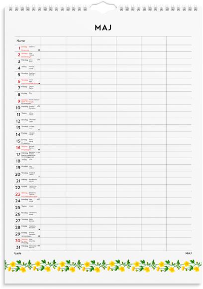  Familjekalender 2027 Illustrerad blomster