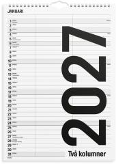 Familjekalender 2027 Black and white 2 kolumner