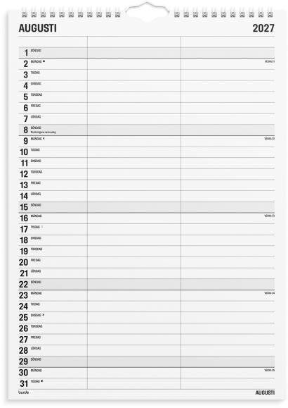  Familjekalender 2026 Black and white 2 kolumner