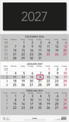  V&auml;ggkalender 2027 Triplaner Elegant
