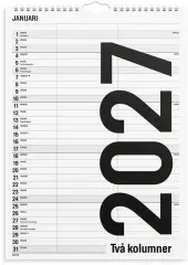 Familjekalender 2027 Black and white 2 kolumner
