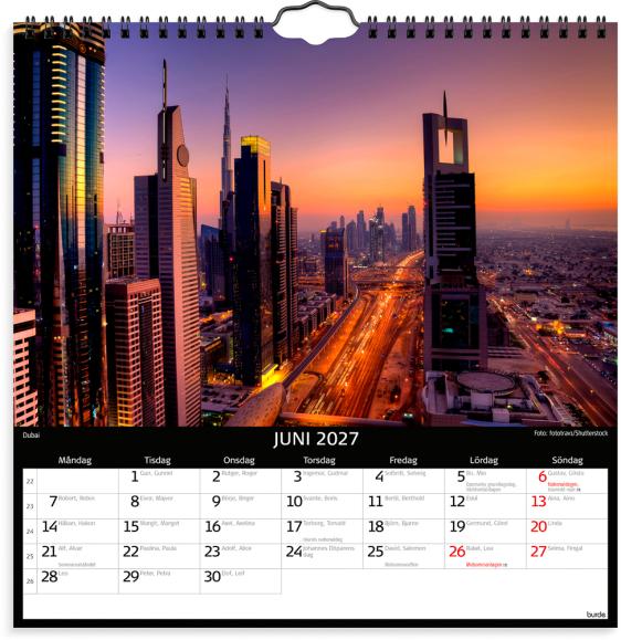  Väggkalender 2027 Skylines