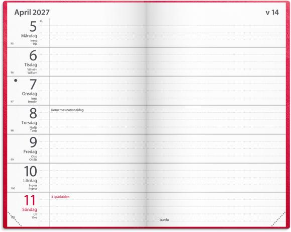  Fickagenda 2027 rött konstläder