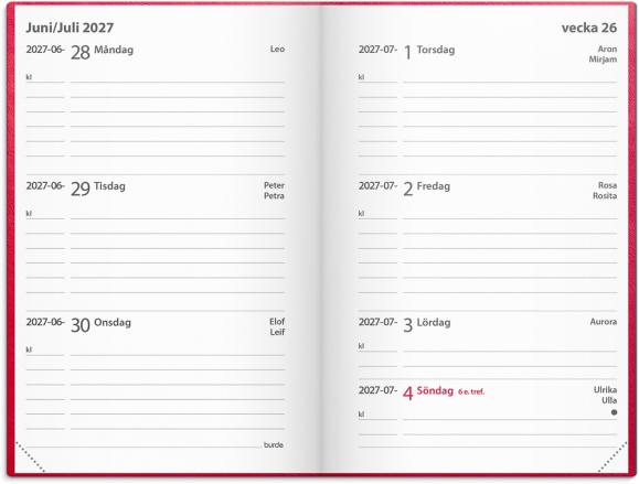  Kalender 2027 Leader rött konstläder