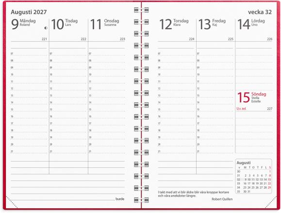  Kalender 2027 Prestige rött konstläder