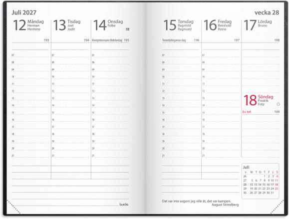  Kalender 2027 Prestige svart konstläder inb