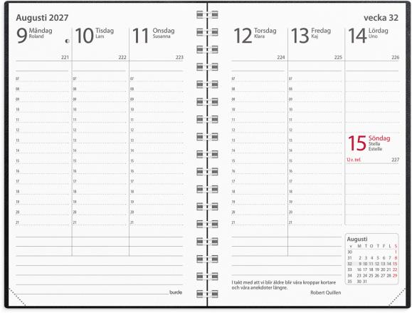  Kalender 2027 Prestige svart konstläder spiralb