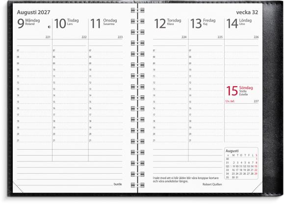  Kalender 2027 Prestige de Luxe svart skinn