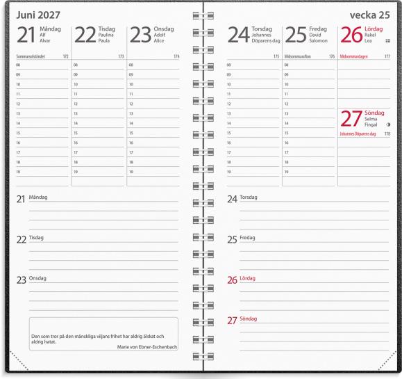  Kalender 2027 Minister svart plast