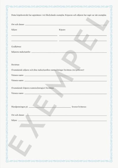  Köpekontrakt A4 fastighet/tomt 4795