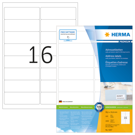  Herma etikett Premium 99,1x33,8mm 2x8 4267